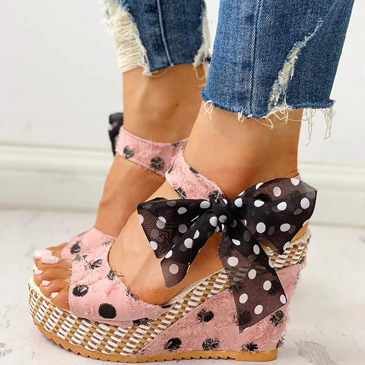 Aniywn Women's Peep Toe Wedge Sandals Ankle Strappy Espadrille Platform Wedge Sandals Summer Slingback Sandals