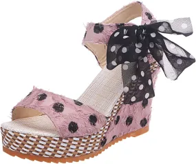 Aniywn Women's Peep Toe Wedge Sandals Ankle Strappy Espadrille Platform Wedge Sandals Summer Slingback Sandals