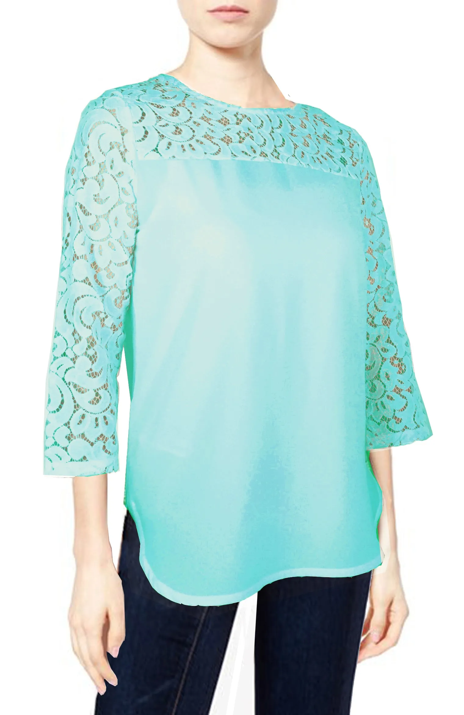 ASHORE WOMENS ELEGANT SHOULDER COTTON LACE BLOUSES