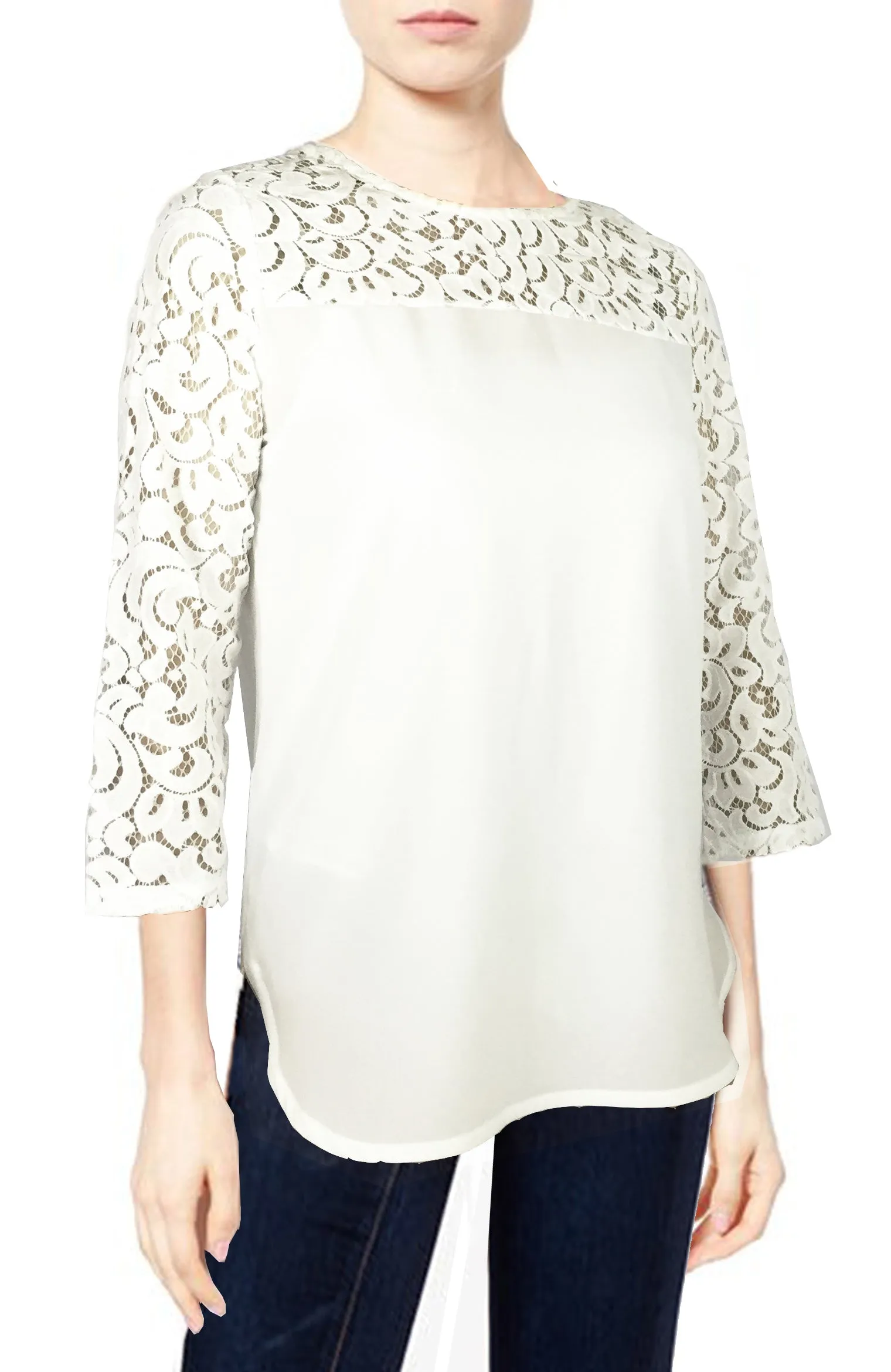 ASHORE WOMENS ELEGANT SHOULDER COTTON LACE BLOUSES