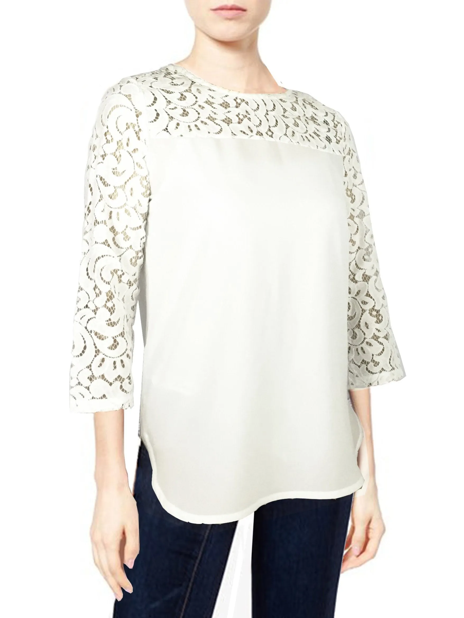 ASHORE WOMENS ELEGANT SHOULDER COTTON LACE BLOUSES