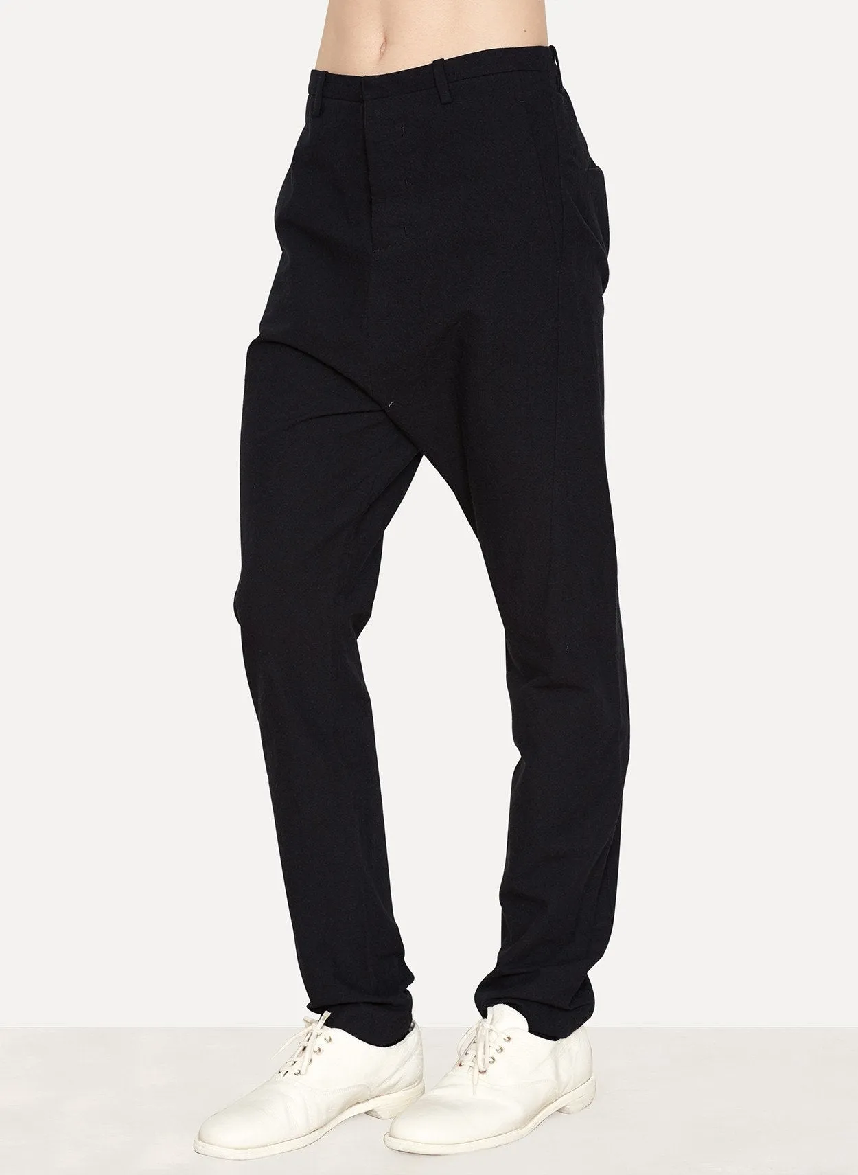 Black Rough Cotton Ramie Trouser