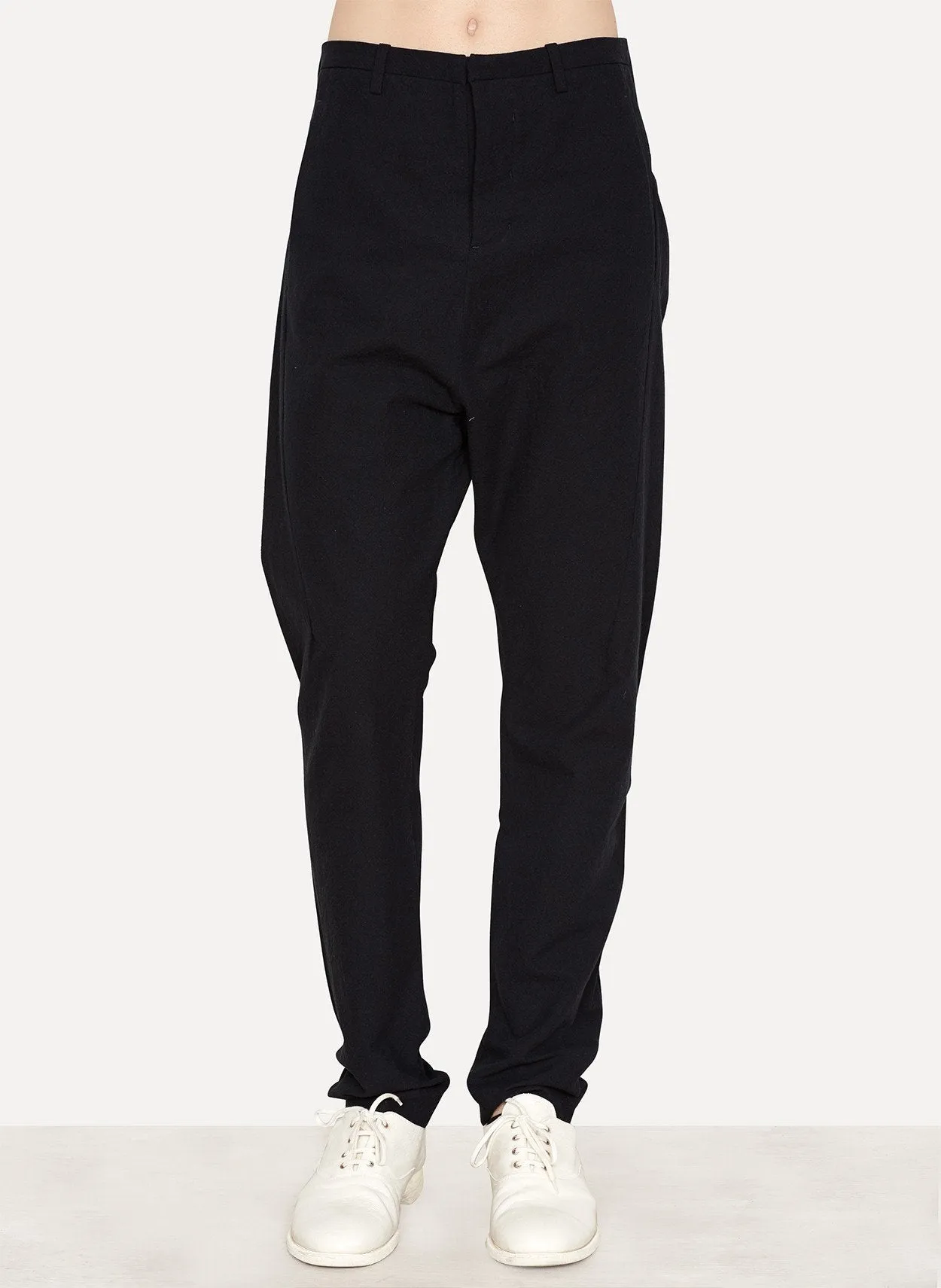 Black Rough Cotton Ramie Trouser