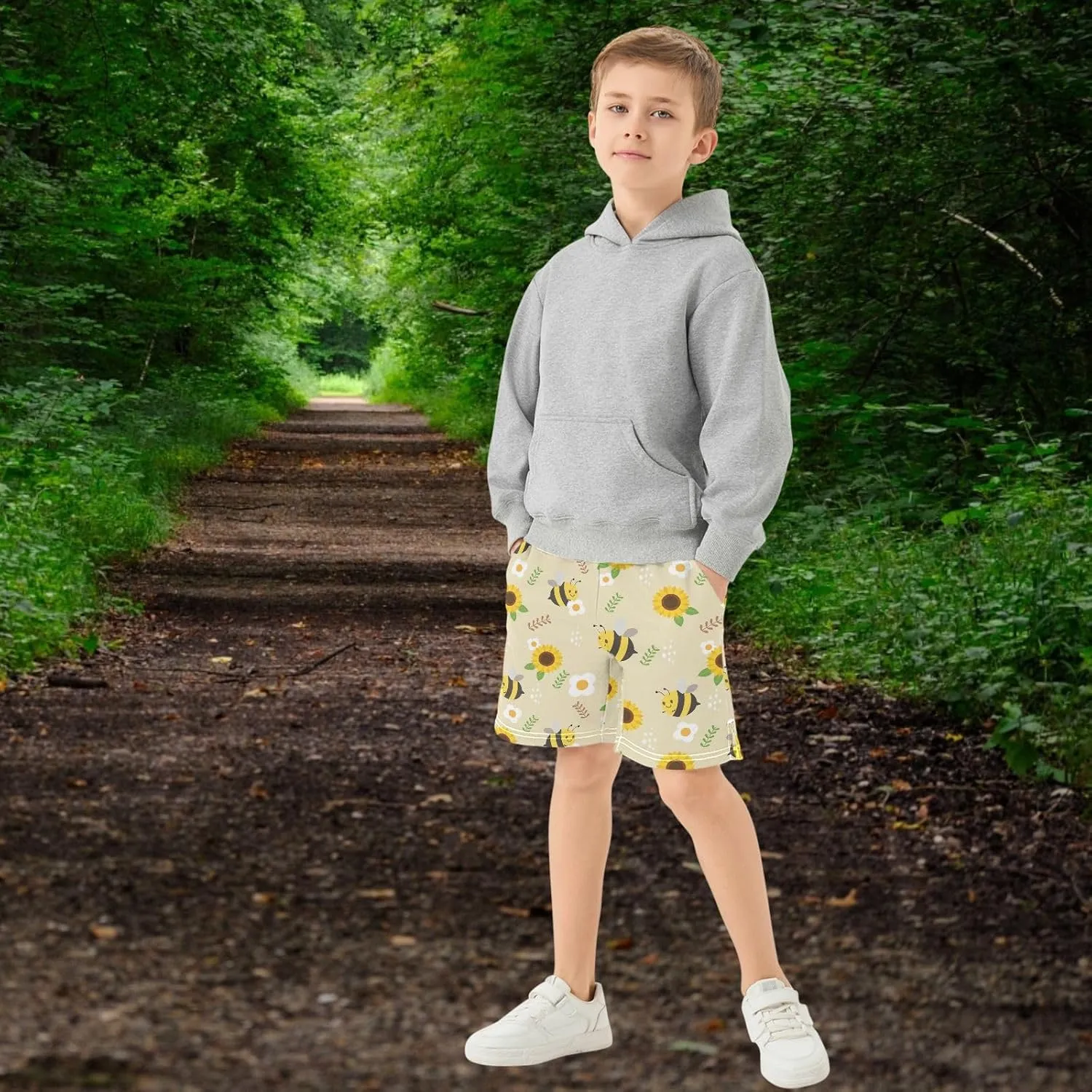 Boys Athletic Shorts Size 7-15 Boys' Casual Shorts with Pockets Elastic Waist Summer Kids Bottom for Sports Homewear