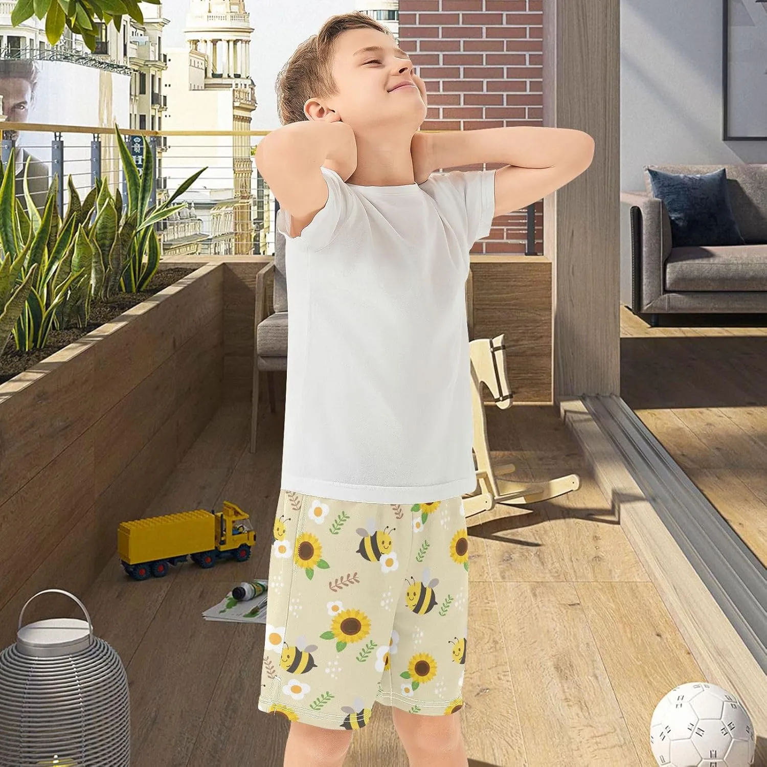 Boys Athletic Shorts Size 7-15 Boys' Casual Shorts with Pockets Elastic Waist Summer Kids Bottom for Sports Homewear