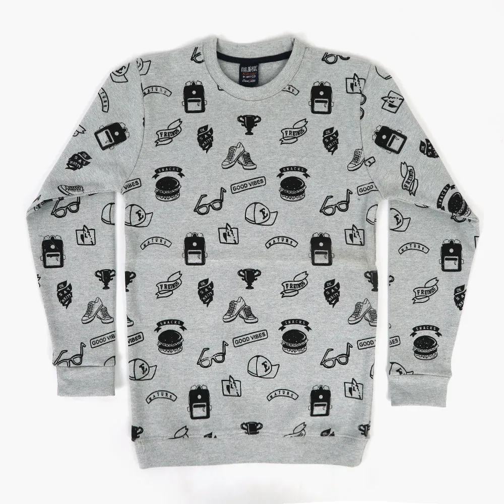 Boys Full Sleeves Sweater - Light Grey
