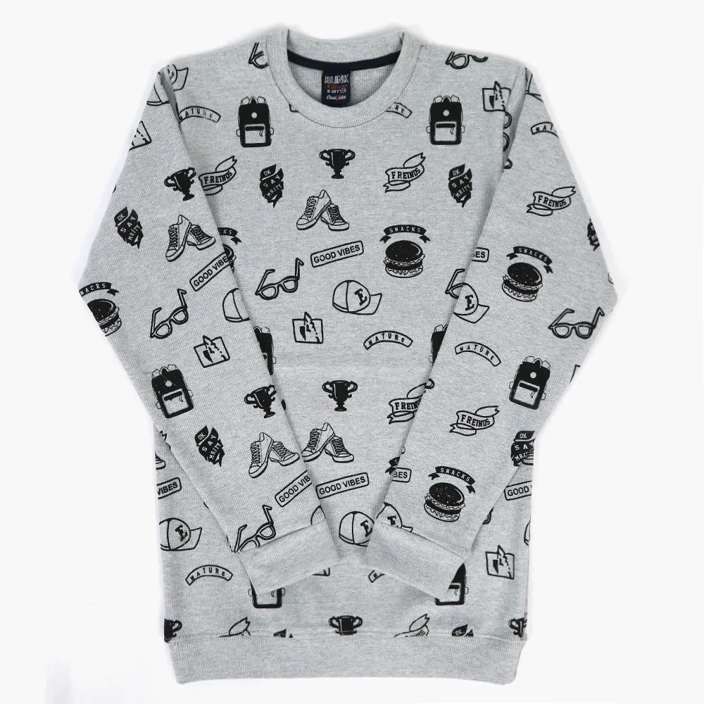 Boys Full Sleeves Sweater - Light Grey