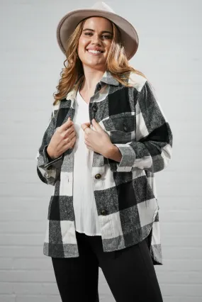 Button printed short shirt | PLAID SHORT SHIRT JACKET