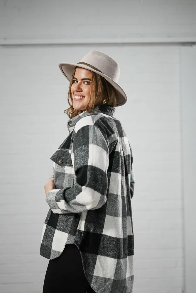 Button printed short shirt | PLAID SHORT SHIRT JACKET