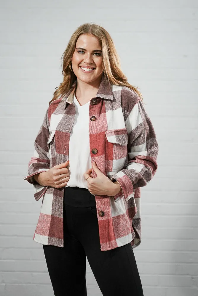 Button printed short shirt | PLAID SHORT SHIRT JACKET