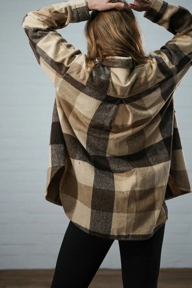 Button printed short shirt | PLAID SHORT SHIRT JACKET