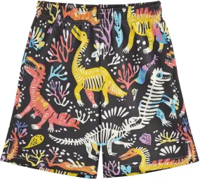CHIFIGNO Colorful Dinosaur Skeletons Boys Casual Shorts with Pockets Elastic Waist Athletic Shorts Streetwear 7-15Y