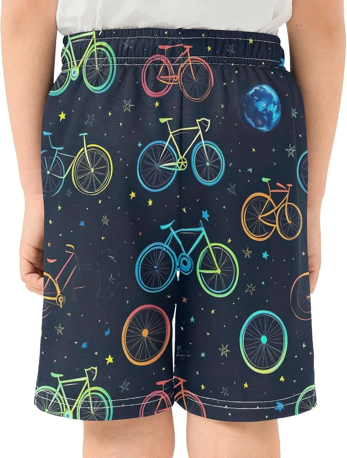 CHIFIGNO Colorful Neon Bikes Youth Boys Summer Shorts Cool Shorts Elastic Waist with Pockets Homewear 7-15Y