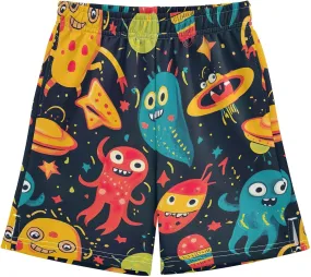 CHIFIGNO Cute Cartoon Monsters Summer Casual Shorts for Boys Elastic Waist Athletic Gym Shorts with Pockets Streetwear 7-15Y