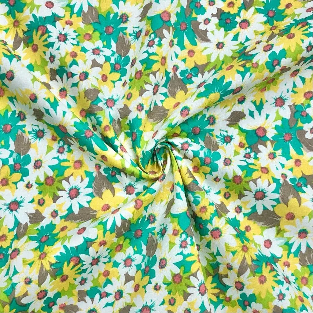 Daisies Garden Cotton Poplin Fabric