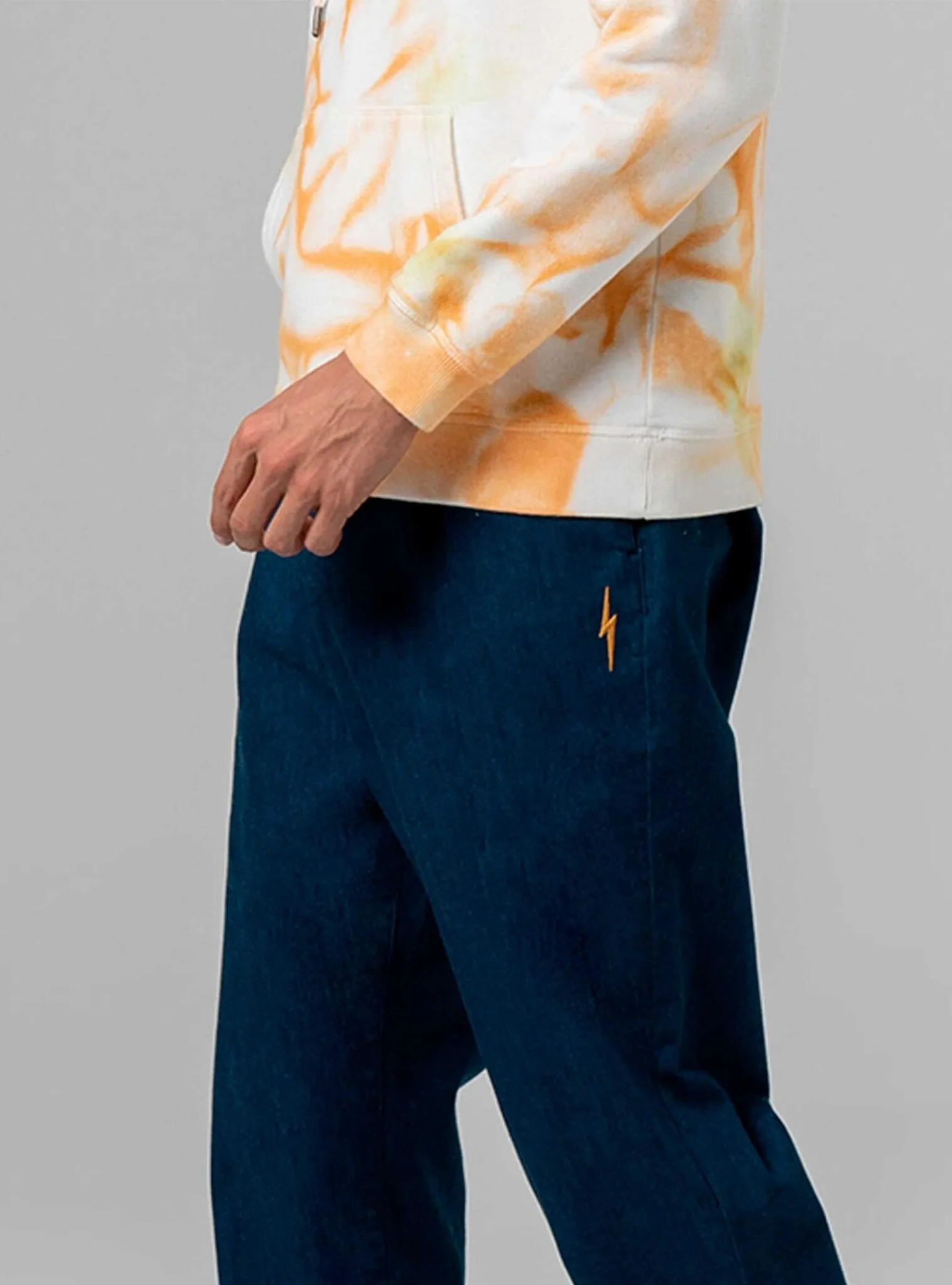 ELASTICATED DENIM TROUSERS