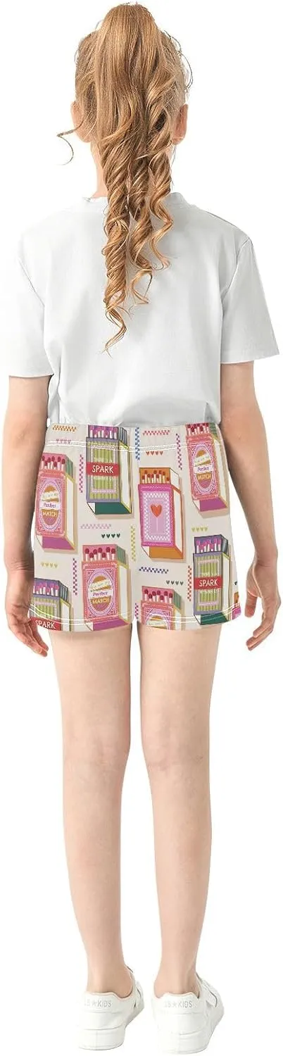 Girls Athletic Shorts Summer Elastic Casual Shorts with Pockets Kids Bottom Sports for Girls 7-15Y
