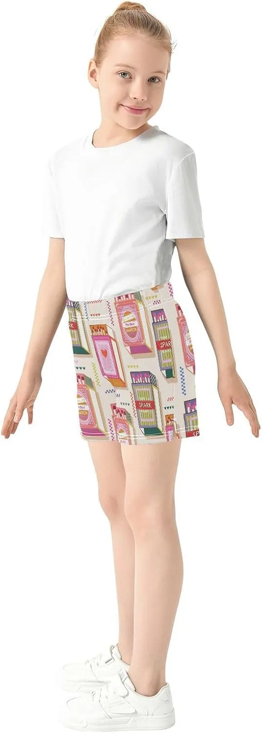 Girls Athletic Shorts Summer Elastic Casual Shorts with Pockets Kids Bottom Sports for Girls 7-15Y