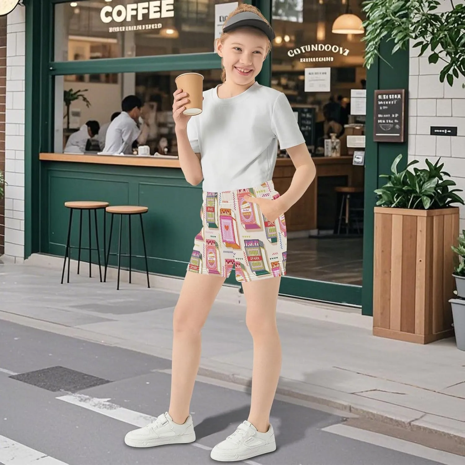 Girls Athletic Shorts Summer Elastic Casual Shorts with Pockets Kids Bottom Sports for Girls 7-15Y