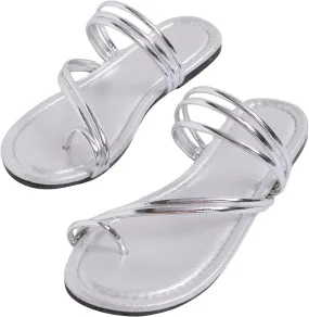 GORGLITTER Women's Strappy Thong Sandals Open Toe Slip On Flat Sandals Flip Flops