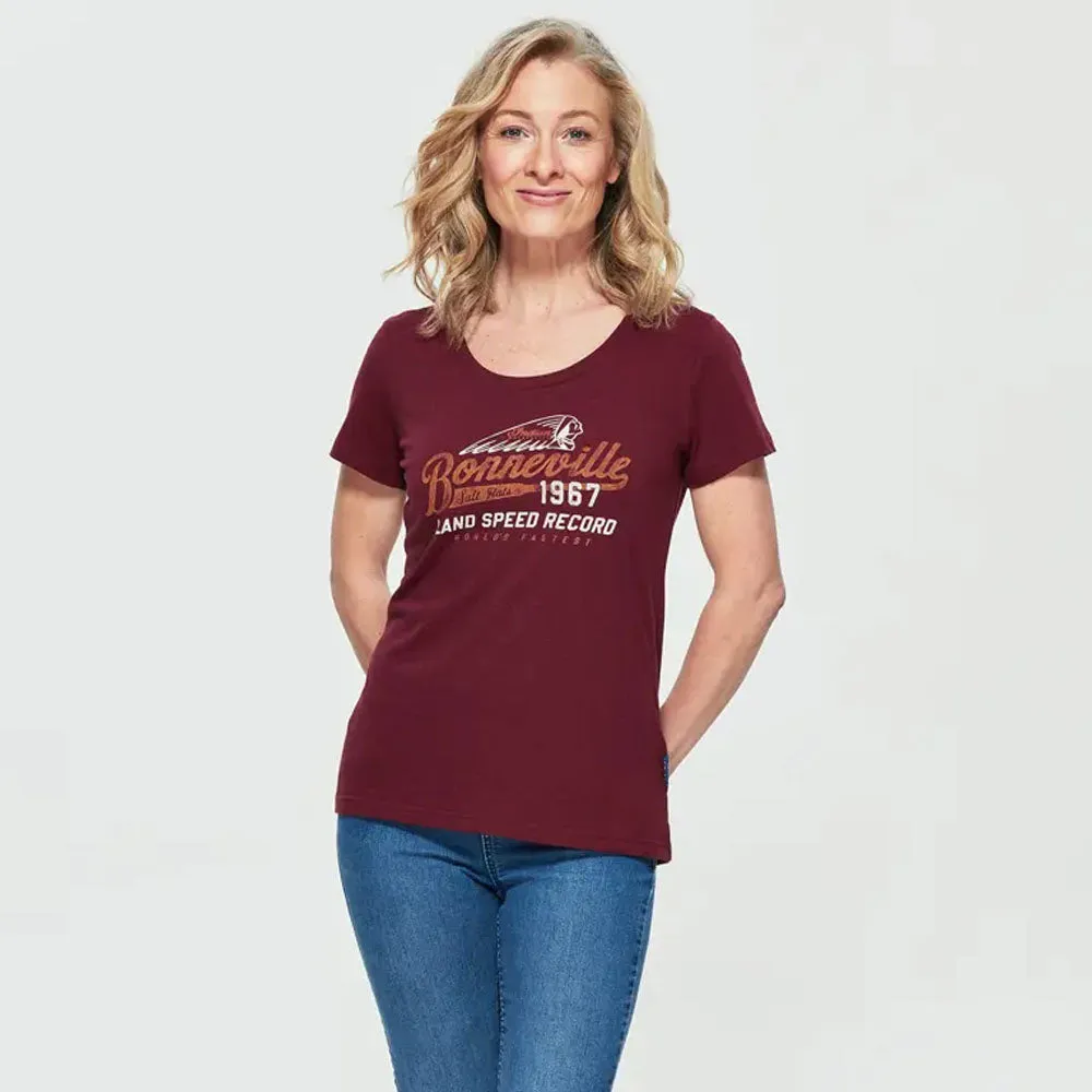 Indian Motorcycle  Womens Bonneville Marl T-Shirt Tee Lightweight Comfortable Red