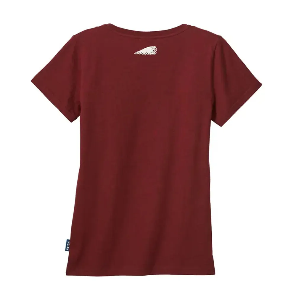 Indian Motorcycle  Womens Bonneville Marl T-Shirt Tee Lightweight Comfortable Red