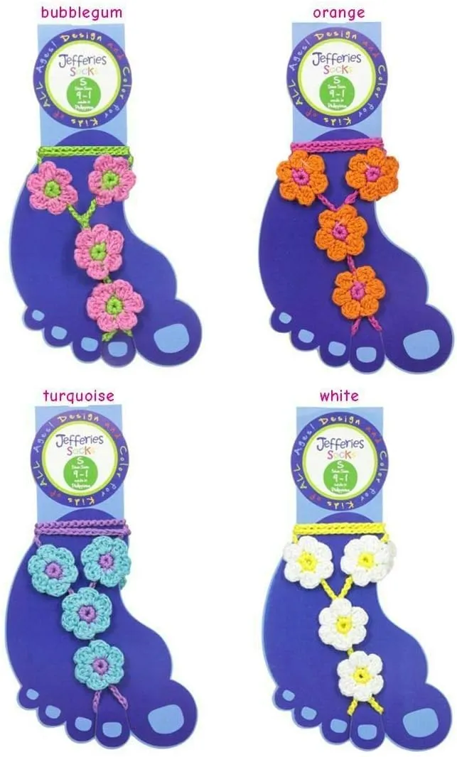 Jefferies Socks Girls Womens Beach Wedding Barefoot Sandals Crochet Cotton 2 Pair Pack