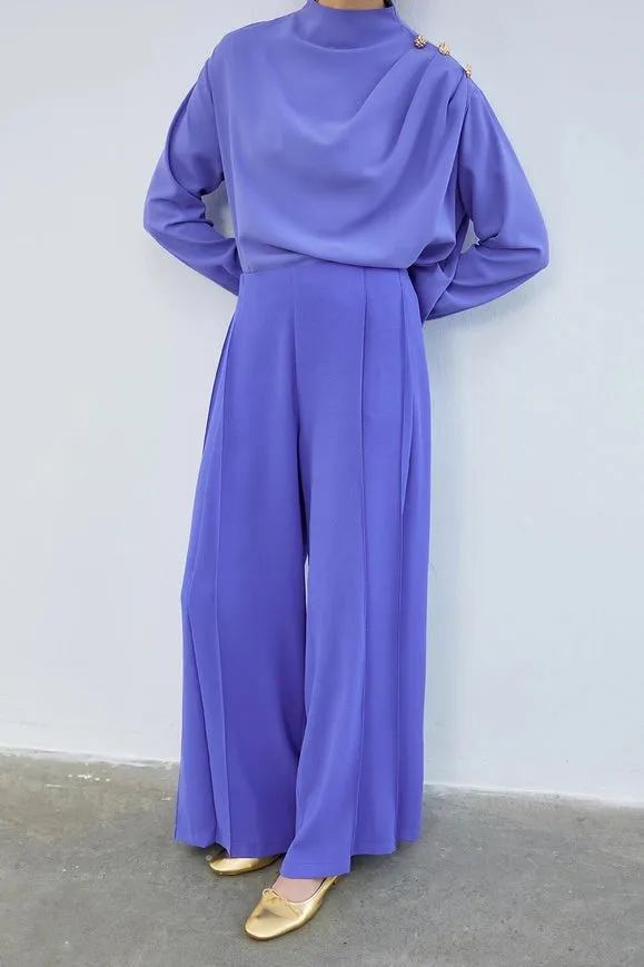 Judi Pleated Loose High Waist Trousers Lavender