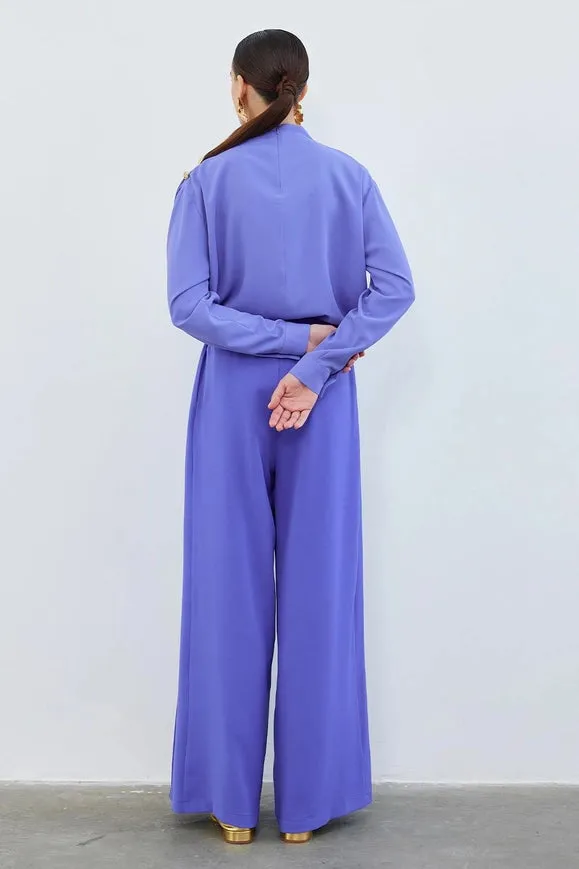 Judi Pleated Loose High Waist Trousers Lavender