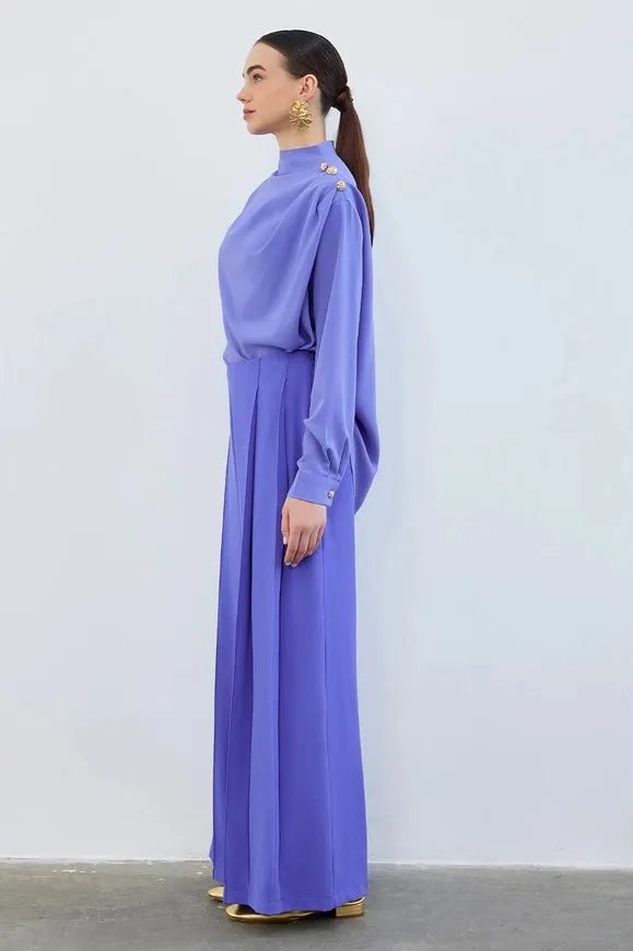 Judi Pleated Loose High Waist Trousers Lavender