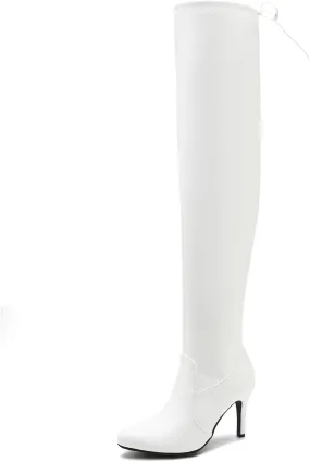 LIURUIJIA Women's Pointed Toe Over The Knee Thigh High Boots Stiletto High Heel Long Stretch Pull On Sexy Fall Boots