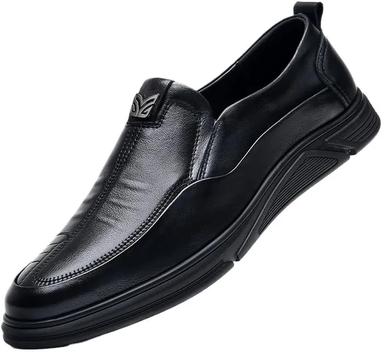 Men's Genuine Leather Platform Slip-On Oxfords Business Office Loafers Leather Fashion Dress Sneakers Comfort Walking Driving Shoes