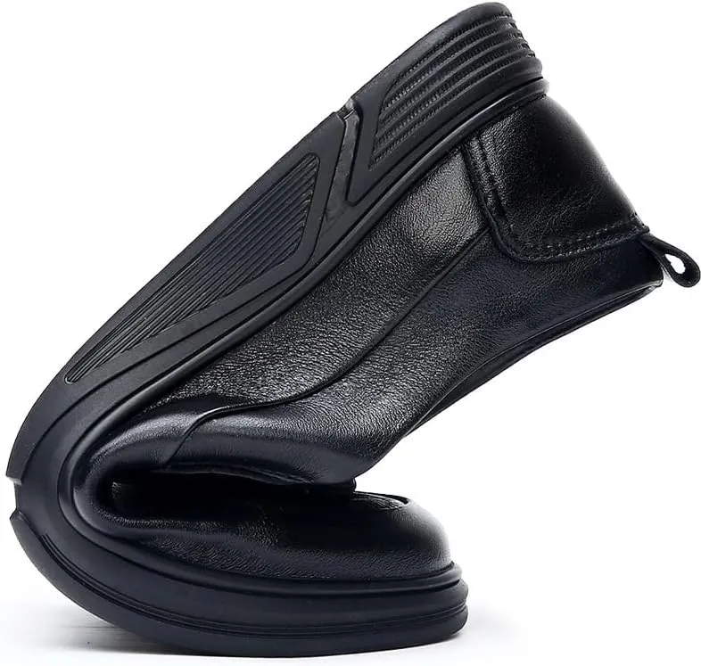 Men's Genuine Leather Platform Slip-On Oxfords Business Office Loafers Leather Fashion Dress Sneakers Comfort Walking Driving Shoes