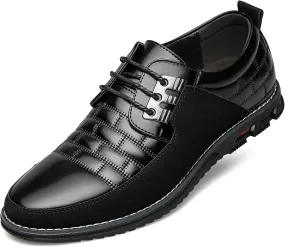 Men's Premium Leather Dress Shoes Comfort Business Casual Oxford Shoes Fashion Dress Sneakers Soft Loafers Derby Shoe for Office Working Walking Driving
