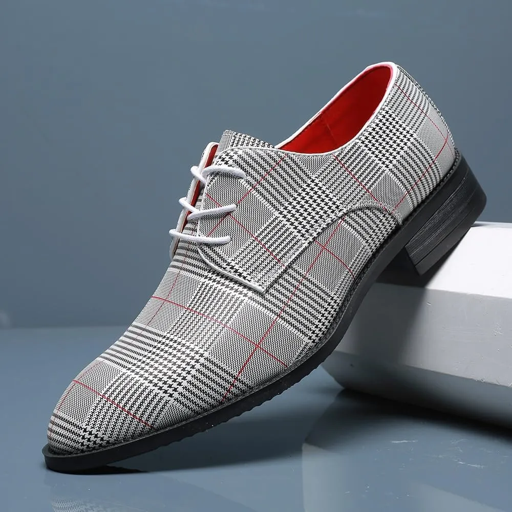 Men's Trendy Brogue Wingtip Dress Shoes Formal Business Casual Lace Up Punched Leather Oxford Office Working Derby Shoes