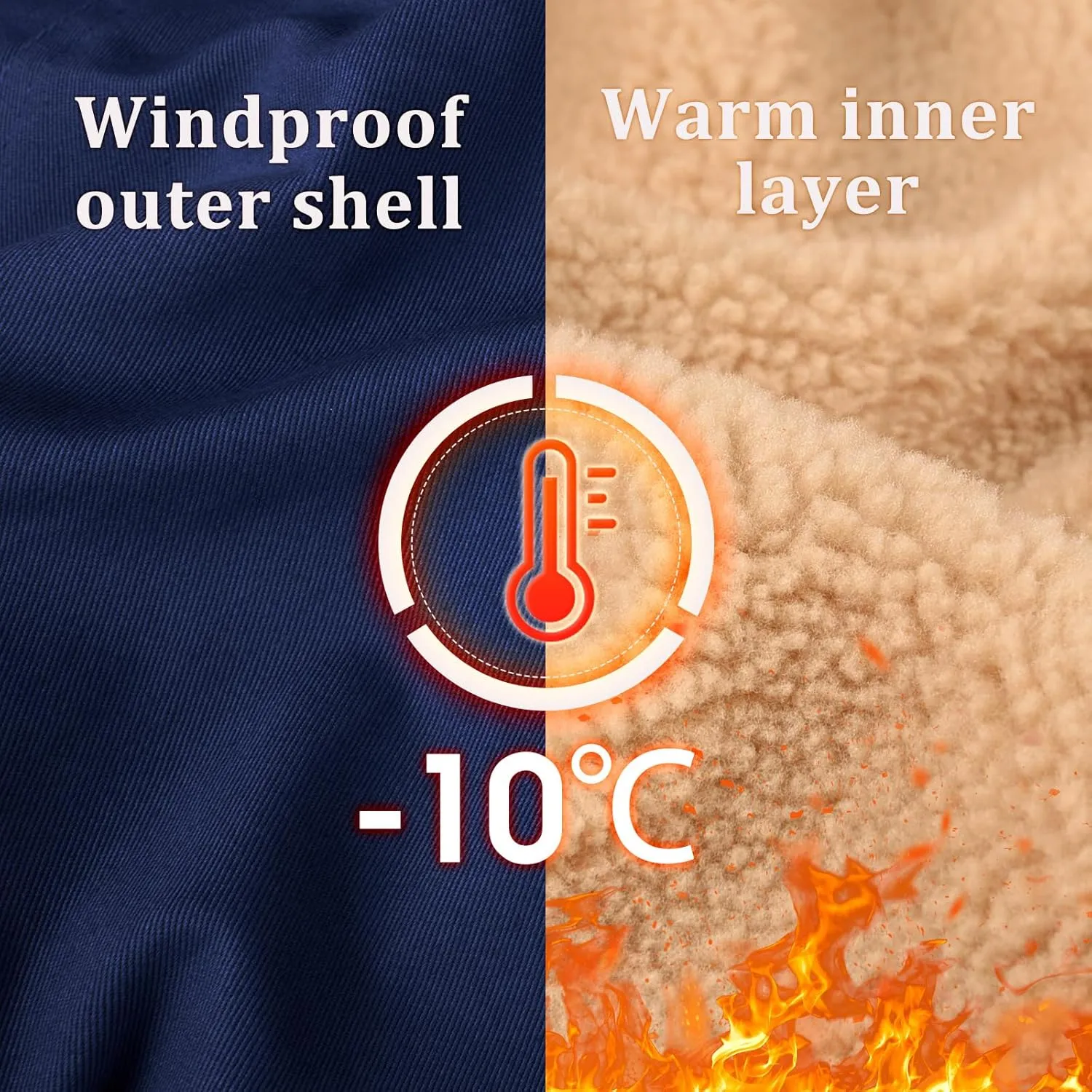 Mens Winter Jacket Thick Thermal Cotton Warm Fleece Lined Sherpa Jacket Trucker Lapel Work Cargo Jackets Coat Outerwear