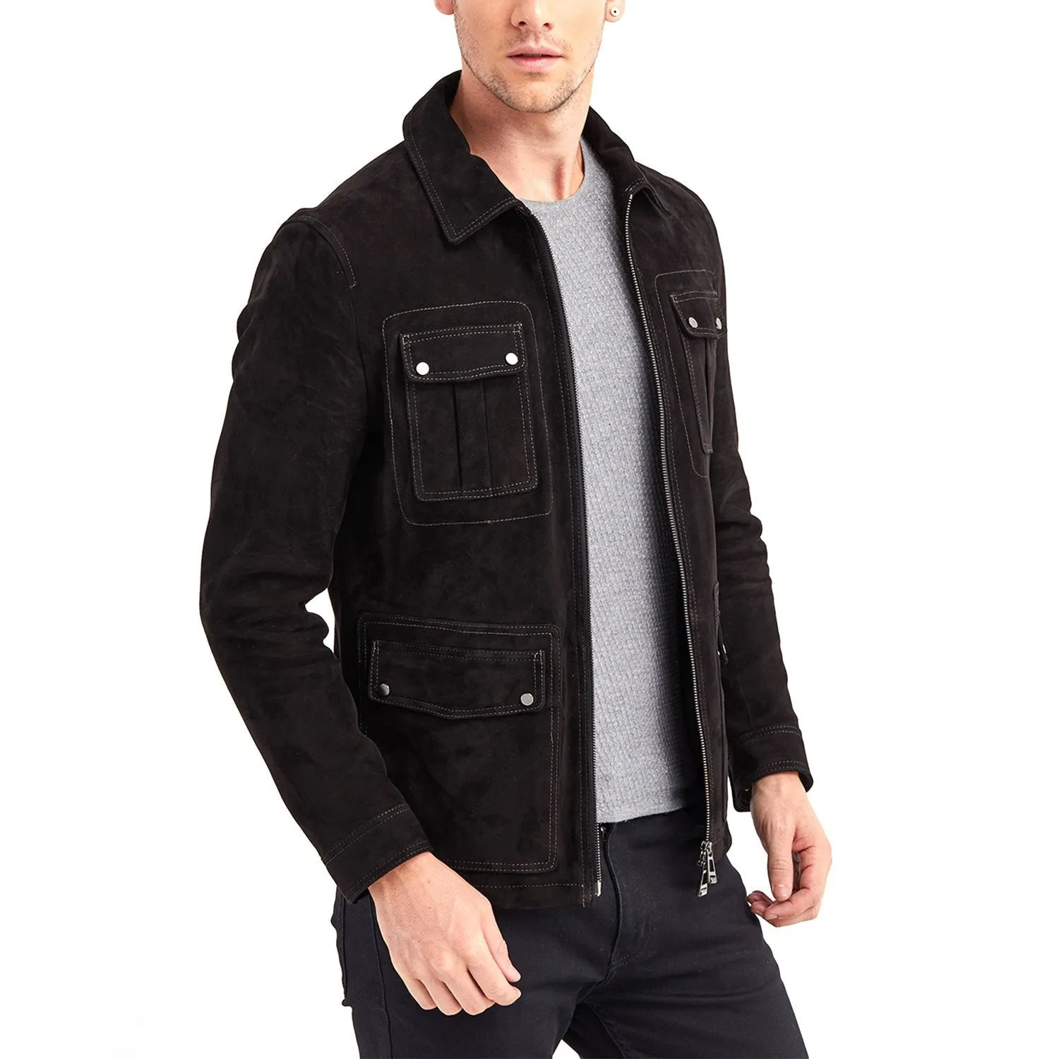 Newline Fashion Barkley 4 Pocket Leather Jacket - Black