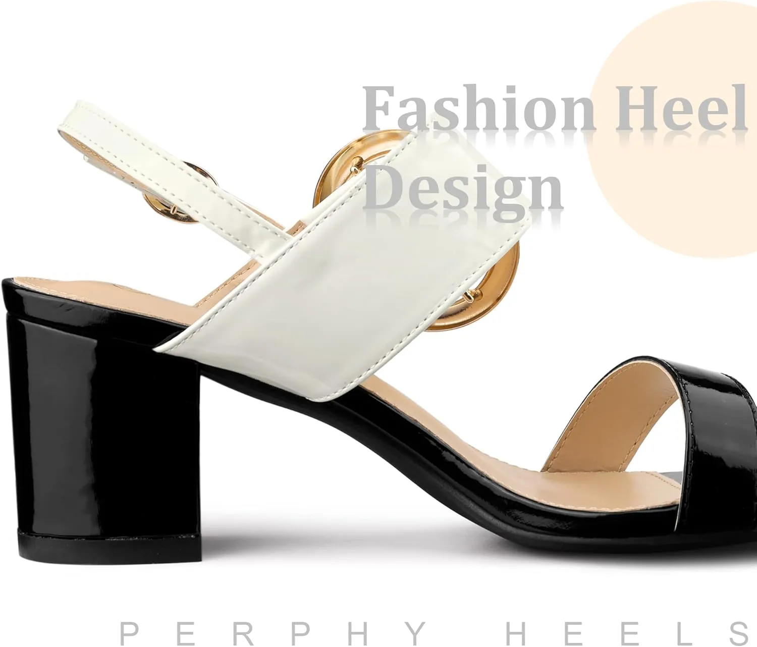 Perphy Slingback Buckle Two Straps Chunky Heel Sandals for Women