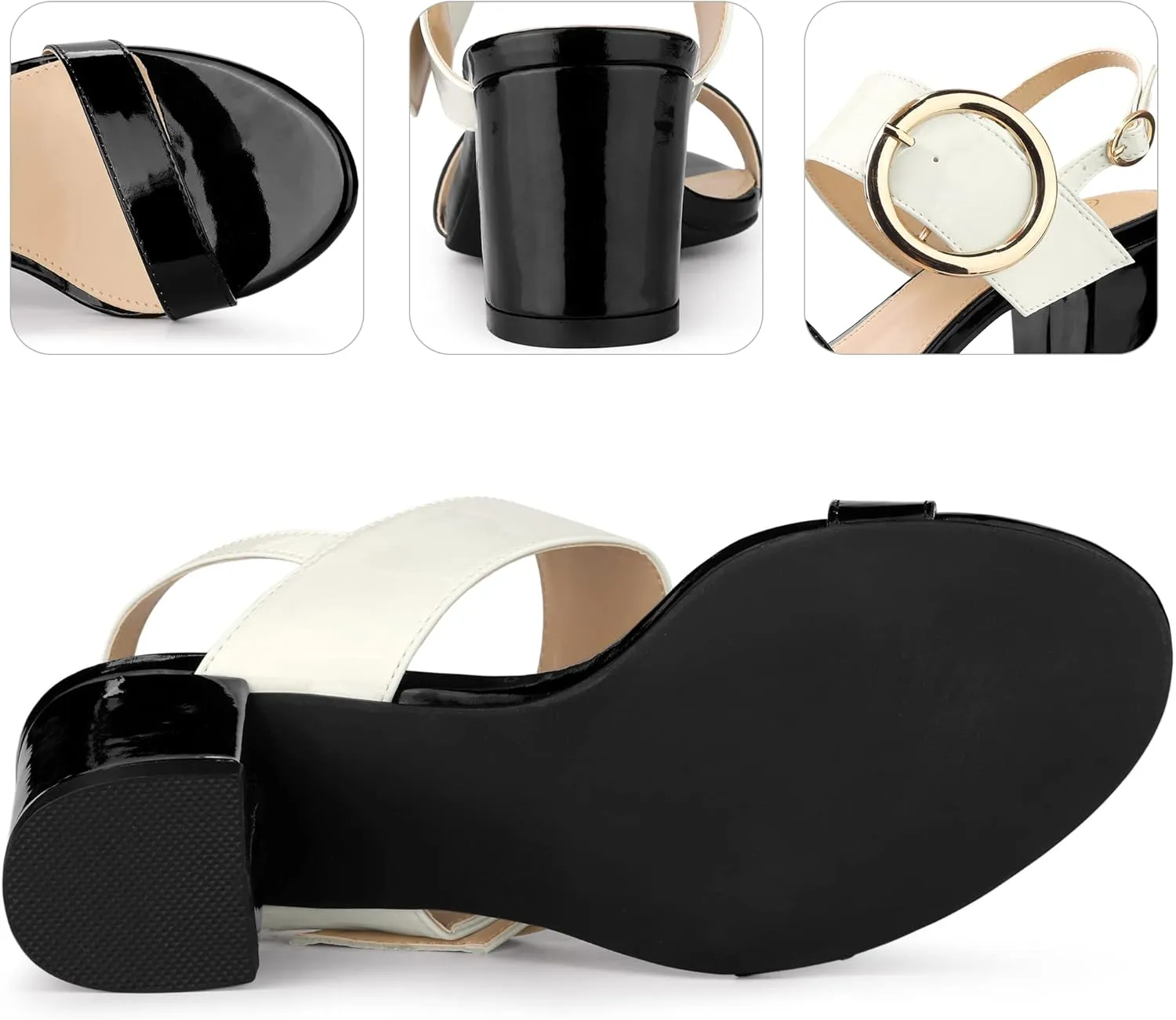 Perphy Slingback Buckle Two Straps Chunky Heel Sandals for Women