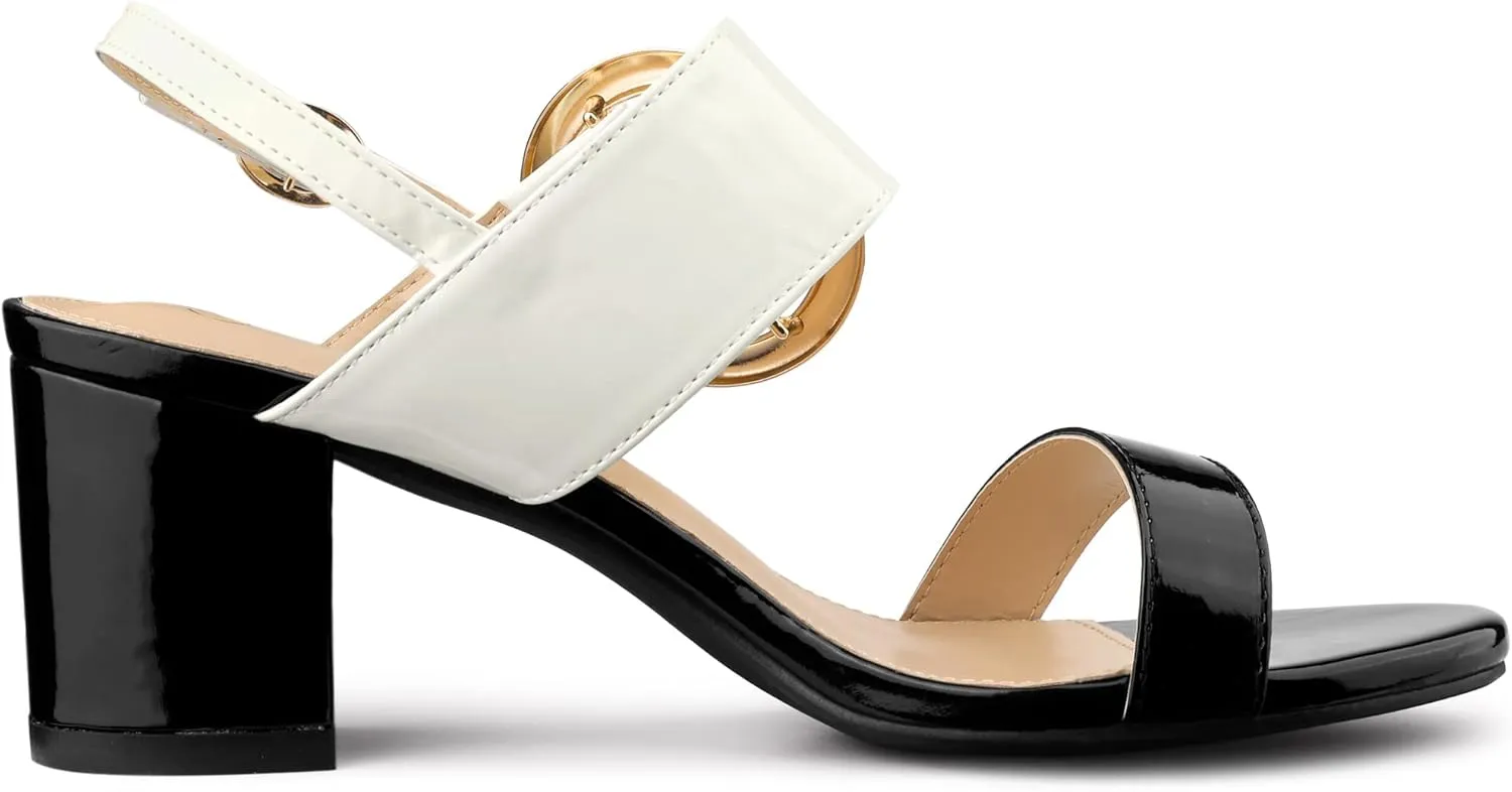 Perphy Slingback Buckle Two Straps Chunky Heel Sandals for Women