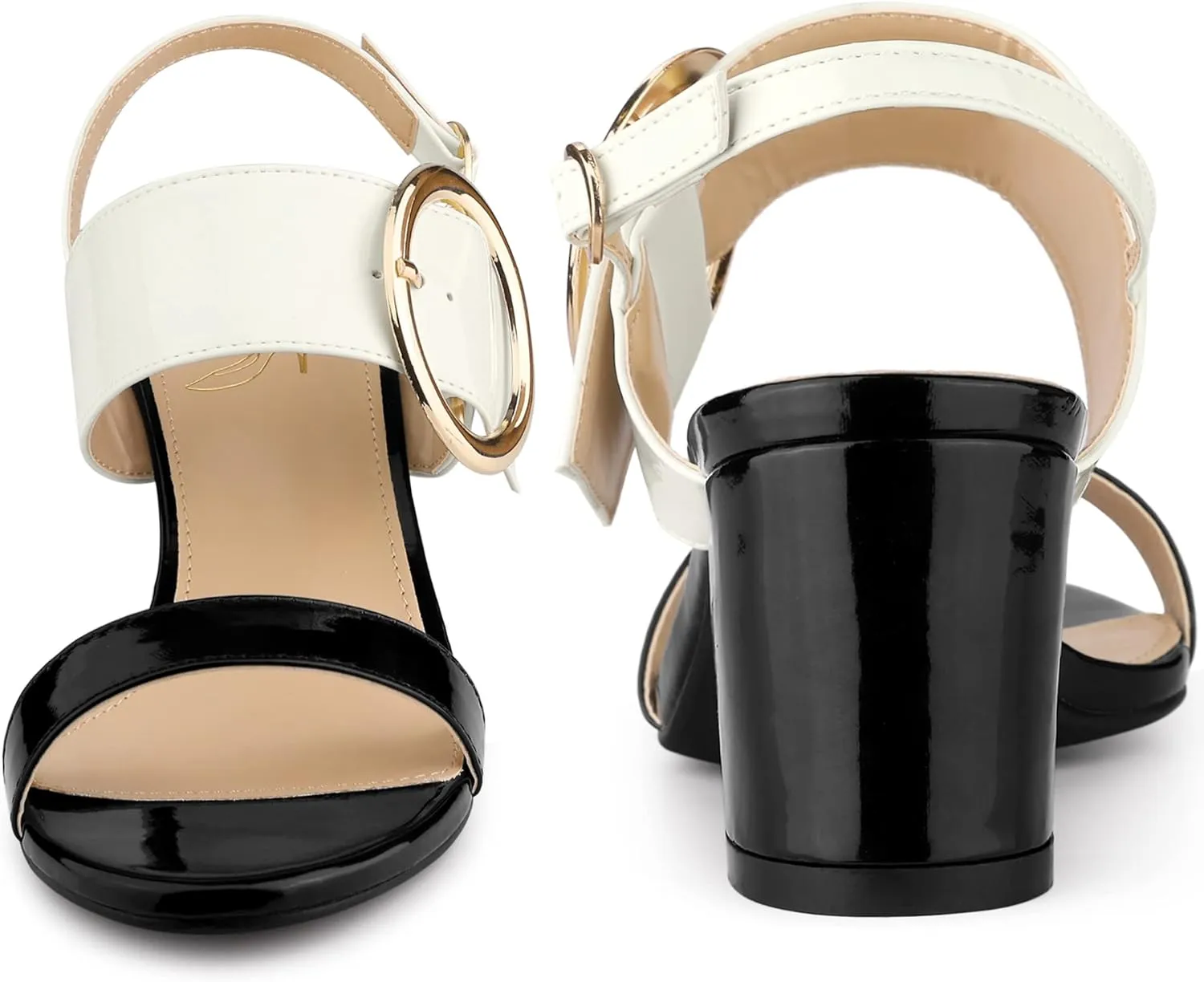 Perphy Slingback Buckle Two Straps Chunky Heel Sandals for Women
