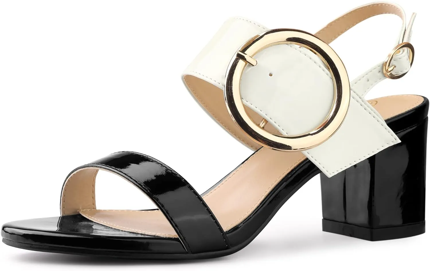 Perphy Slingback Buckle Two Straps Chunky Heel Sandals for Women