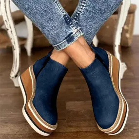 Platform Wedge Ankle Booties for Women, Ladies Fashion Casual Leather Round Toe Chunky Bottom High Heels Ankle Boots,Winter Fall Dress Short Boots Fashion High Top Sneakers Walking Shoes
