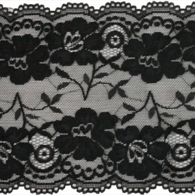 Stretch lace Trims - 6 inches - Black