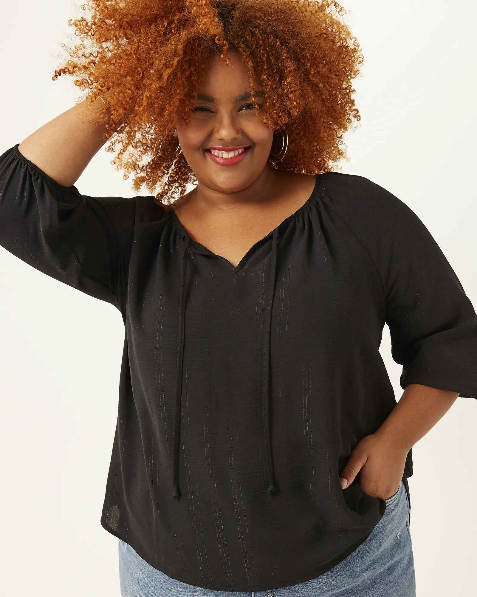 Viola Drawstring Blouse | Black