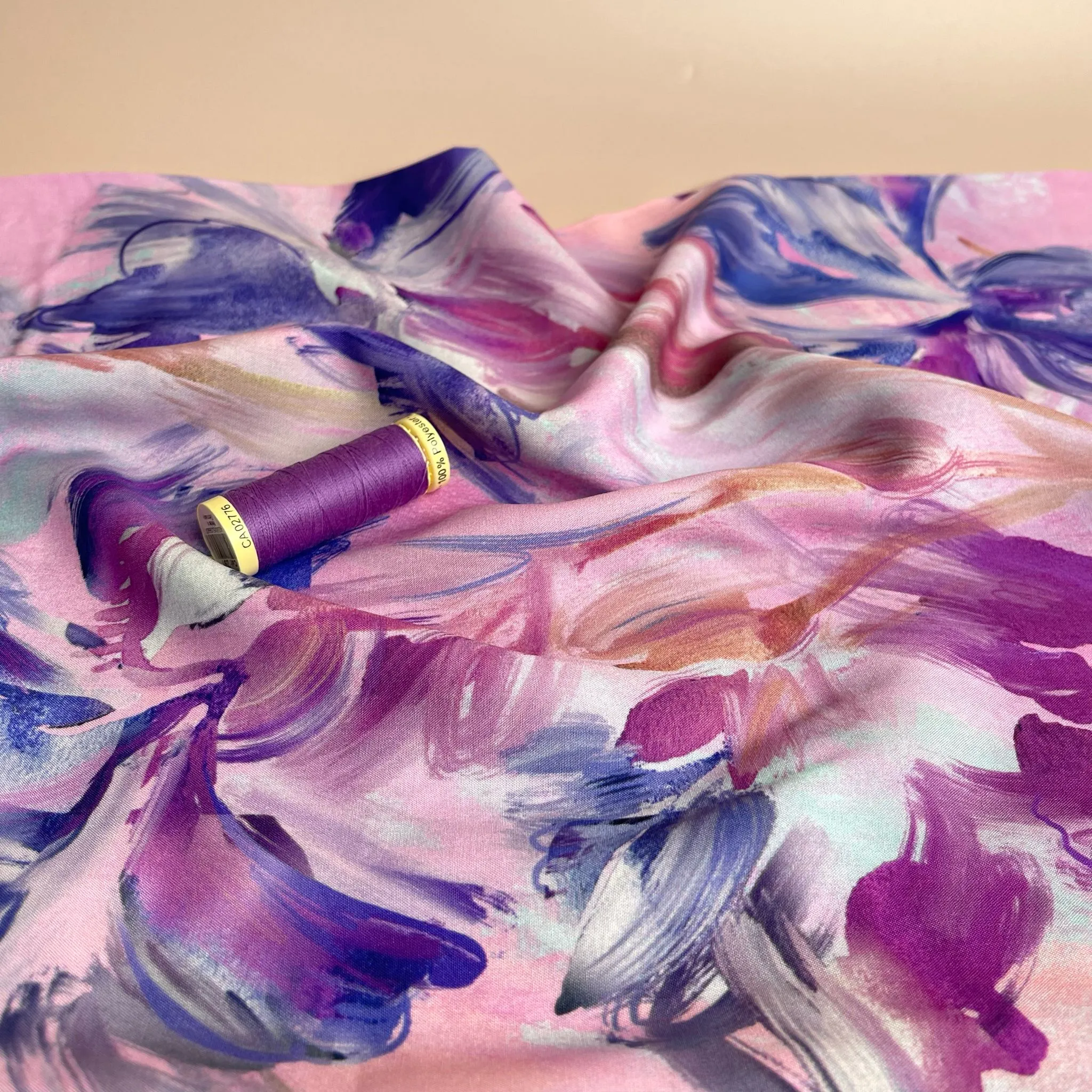 Watercolour Tulips Viscose Fabric