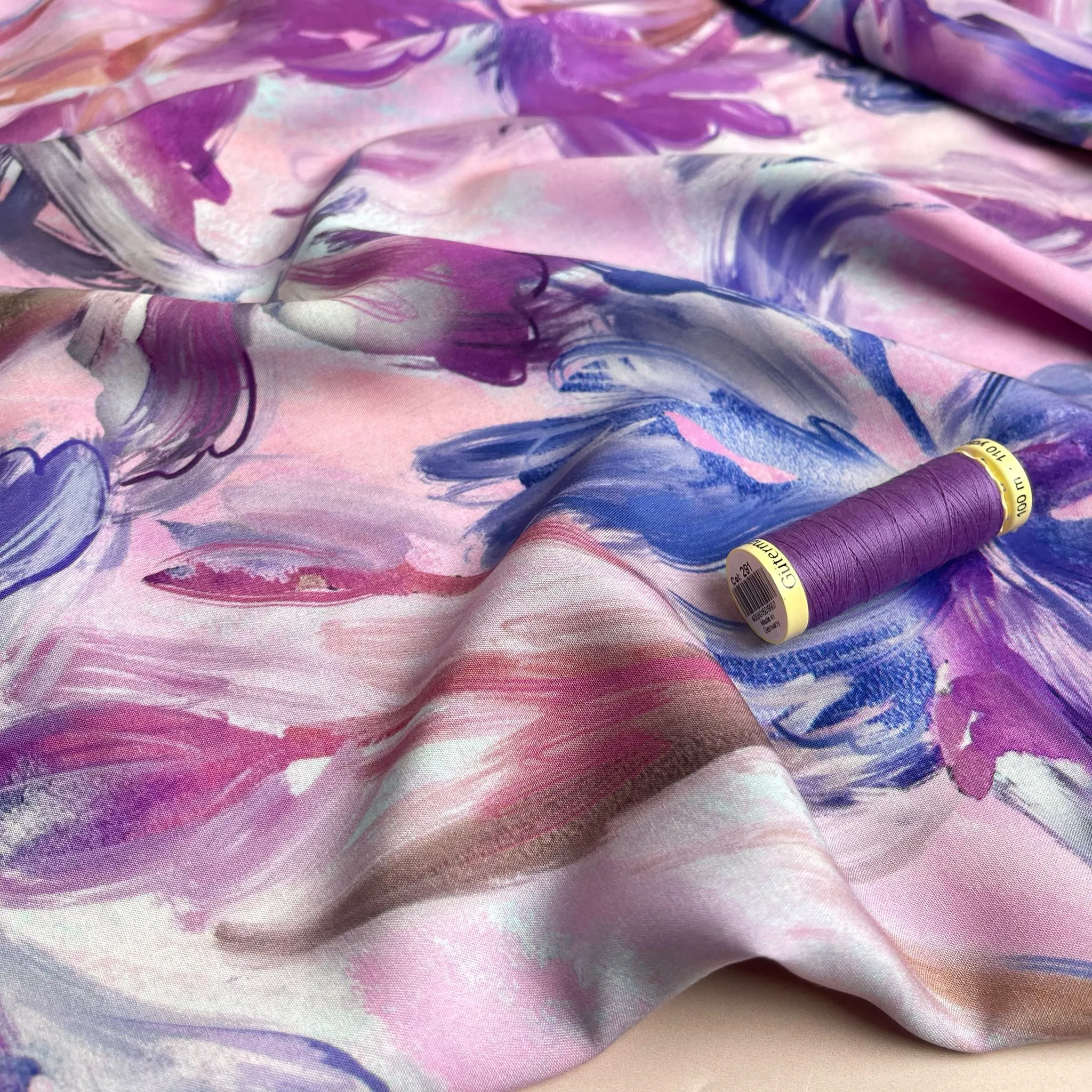 Watercolour Tulips Viscose Fabric