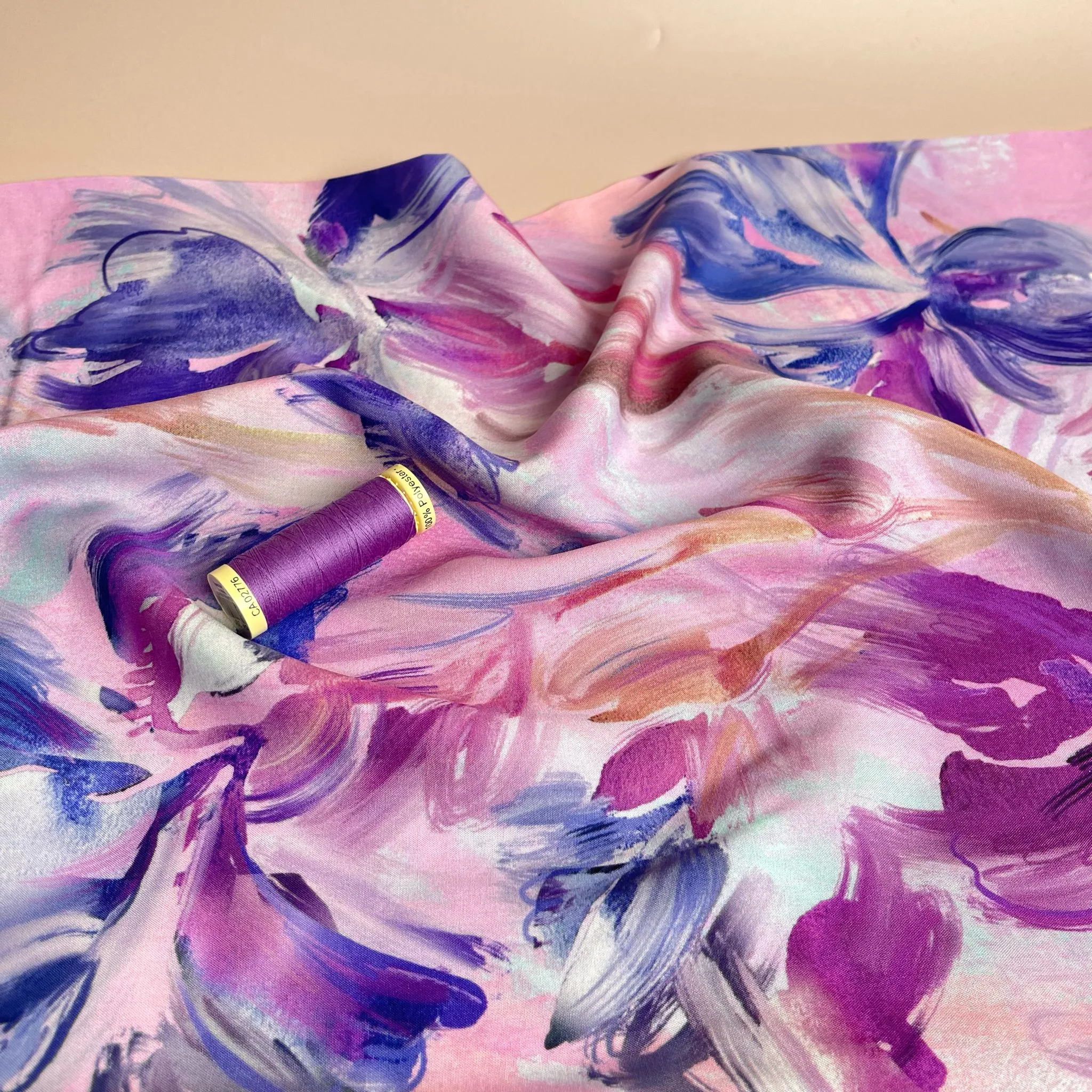 Watercolour Tulips Viscose Fabric