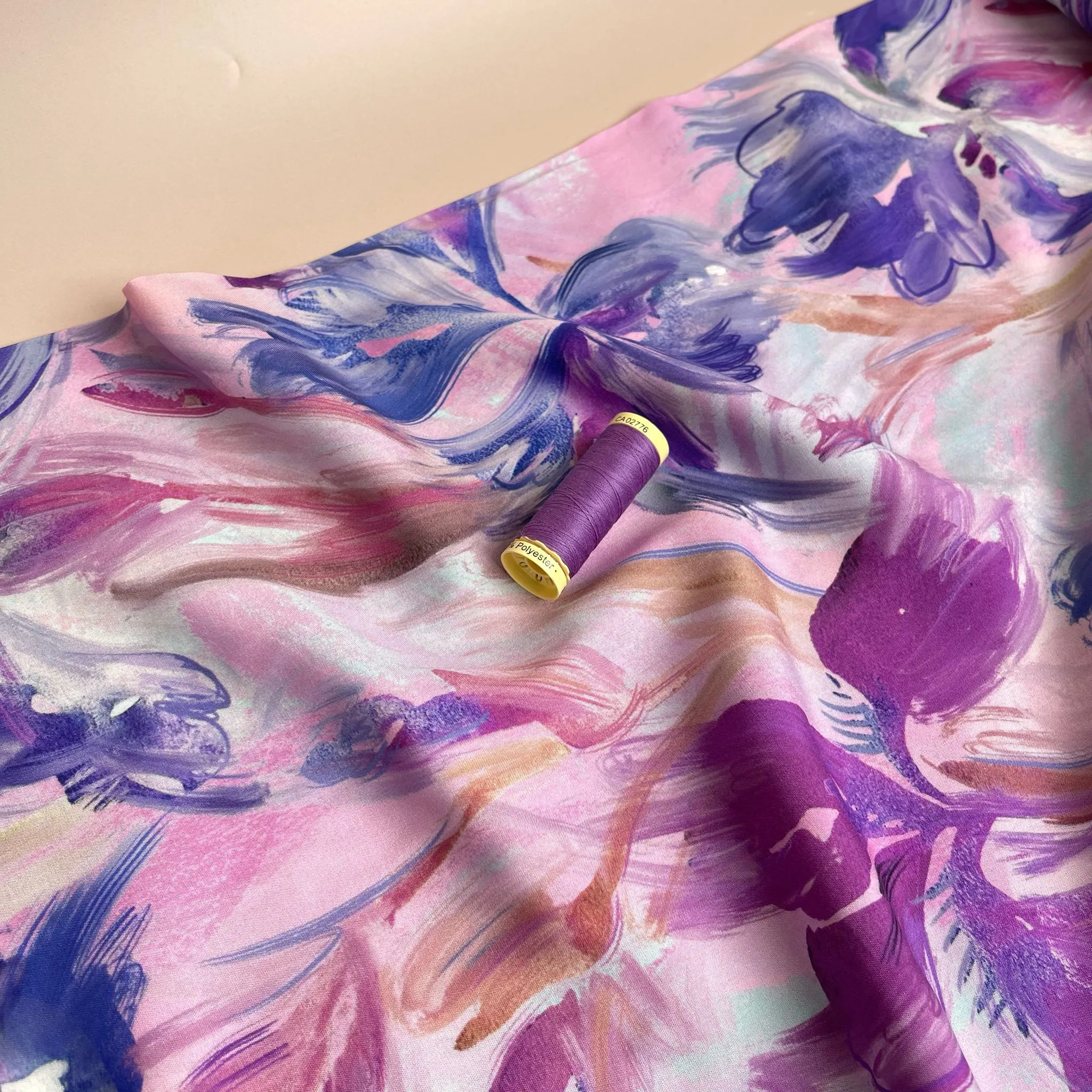 Watercolour Tulips Viscose Fabric