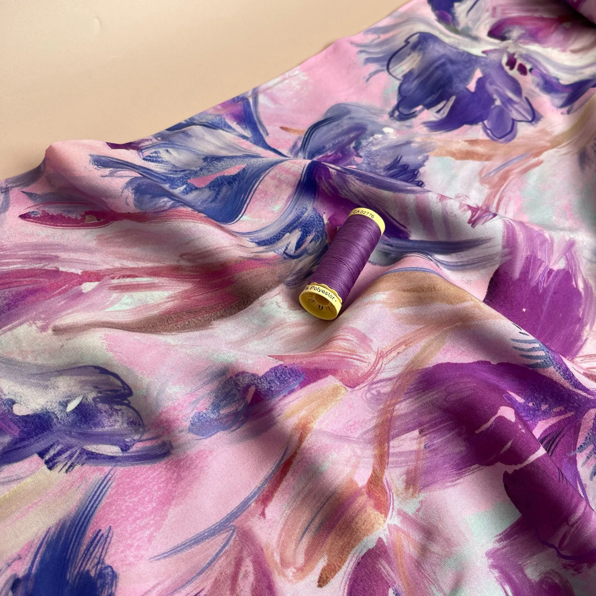 Watercolour Tulips Viscose Fabric